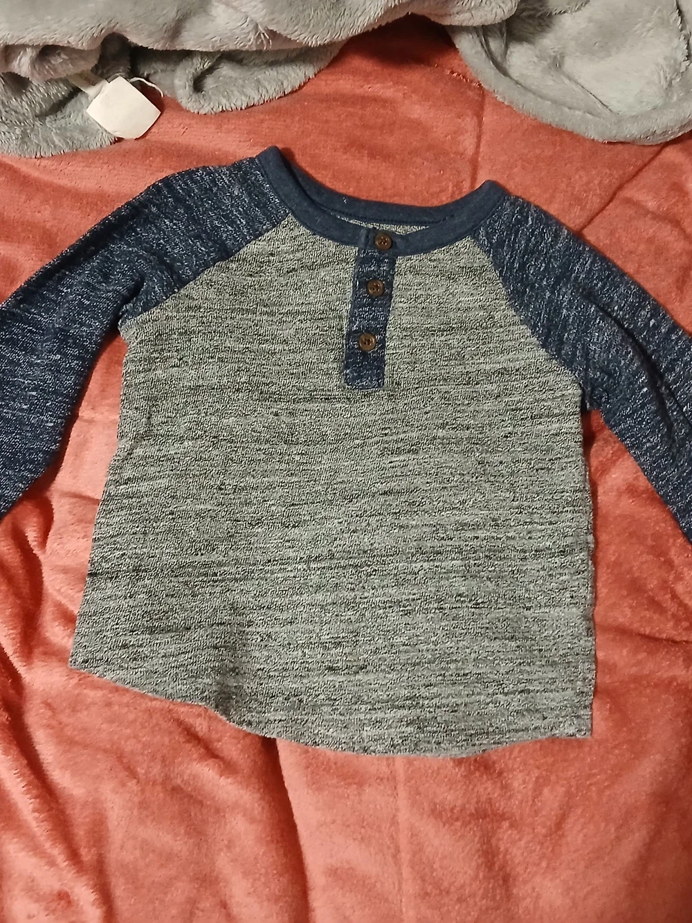 Old Navy Boys Long-Sleeve Henley Top - Red/Charcoal & Blue/Gray Set